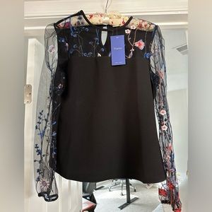 NWT Floral sheer long sleeve blouse by Floerns